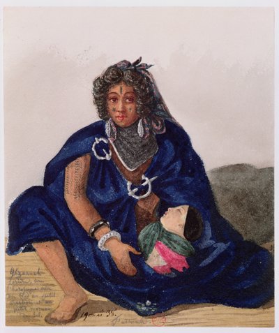 A sorceress telling the future with corn and salt in Ghzannah by Theodore Leblanc